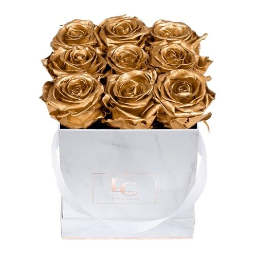 Classic Infinity Rosebox | Gold | S | Box: Marble White Square