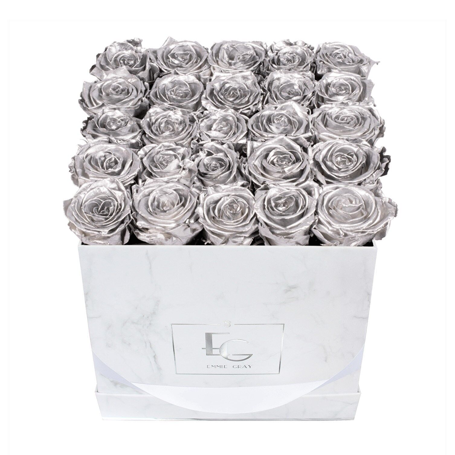 Scatola classica rosa infinita | Argento | M | Scatola: Marmo Bianco Quadrato