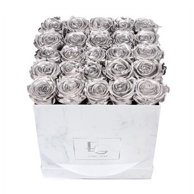 Classic Infinity Rosebox | Silver | M | Box: Marble White Square