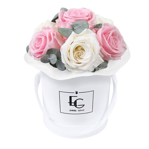 Splendid Eucalyptus Infinity Rosebox | Pure White & Bridal Pink | XS