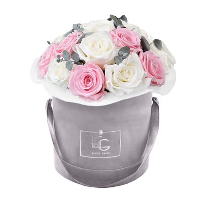 Splendid Eucalyptus Infinity Rosebox | Pure White & Bridal Pink | S