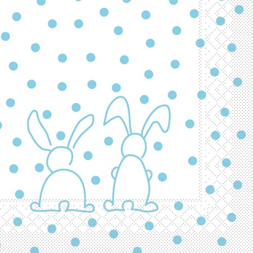 Einweg Serviette Rabbits in Türkis aus Tissue 33 x 33 cm, 20 Stück