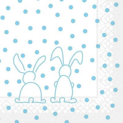 Servilleta desechable Conejos en turquesa de tejido 33 x 33 cm, 20 piezas
