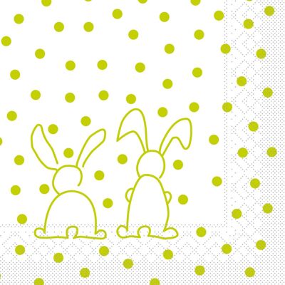 Einweg Serviette Rabbits in Kiwi aus Tissue 33 x 33 cm, 20 Stück