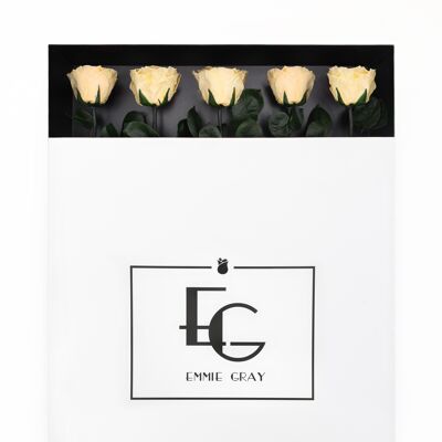 Rosa infinita de tallo largo | champán | 5 rosas