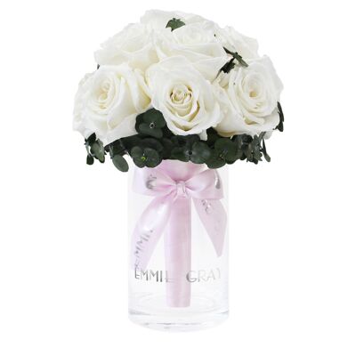 Romantico bouquet infinito di eucalipto | Bianco puro | S