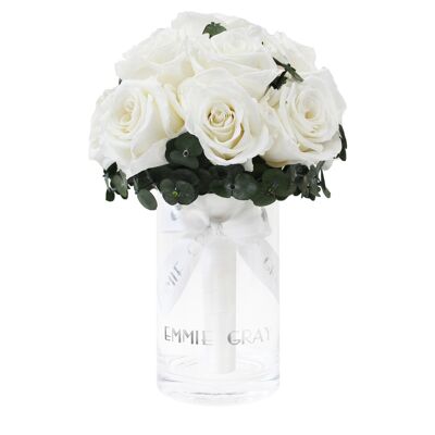 Romantico bouquet infinito di eucalipto | Bianco puro | S