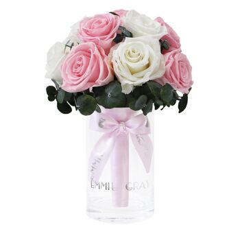 Bouquet Romantique Eucalyptus Infini | Rose nuptiale et blanc pur | S