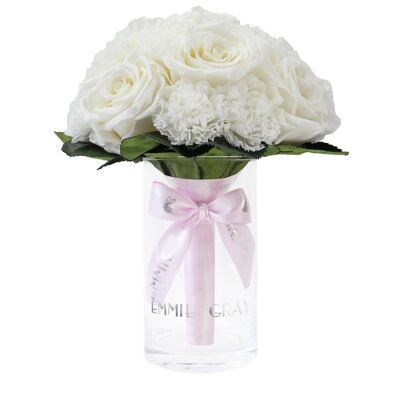 Bouquet romantico infinito di garofani | Bianco puro | S
