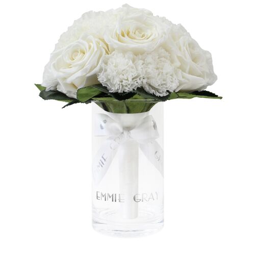 Romantic Carnation Infinity Bouquet | Pure White | S