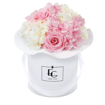 Splendid Hydrangea Mix Infinity Rosebox | Rosa nupcial y blanco puro | S