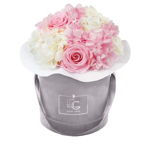 Splendid Hydrangea Mix Infinity Rosebox | Bridal Pink & Pure White | S