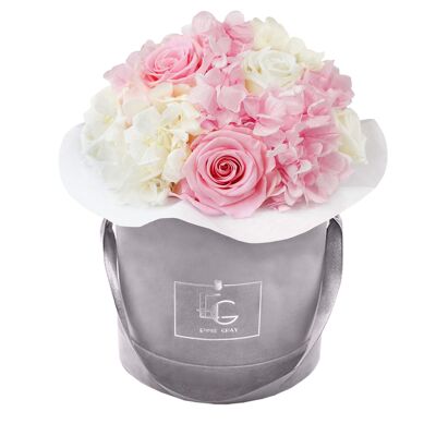 Splendido Ortensia Mix Infinity Rosebox | Rosa da sposa e bianco puro | S