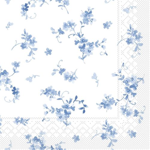 Einweg Serviette Bonnie in Blau aus Tissue 33 x 33 cm, 20 Stück - Floral