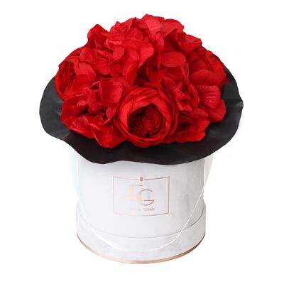 Splendida scatola di rose Infinity Peony | Rosso vibrante | XS