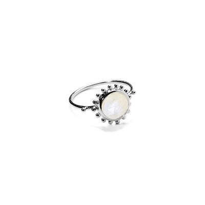 Sun and stone ring Silver - Moonstone