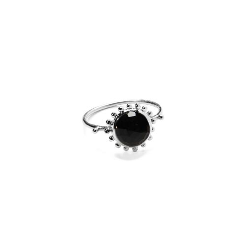 Bague soleil et pierre Argent - Onyx