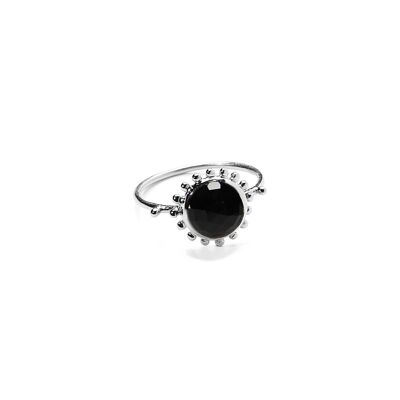 Sun and stone ring Silver - Onyx