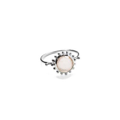 Bague soleil et pierre Argent - Quartz Rose