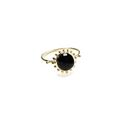 Bague soleil et pierre Vermeil - Onyx