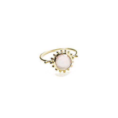 Bague soleil et pierre Vermeil - Quartz Rose