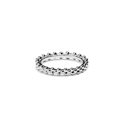 Silver three-pearl ring