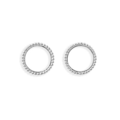 Silver pearl circle earrings