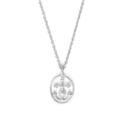 Silver Scallop Cross Necklace