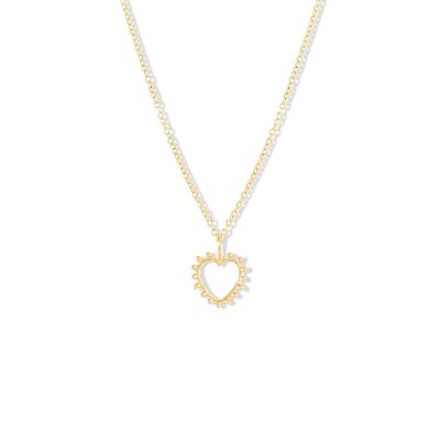 Beaded Heart Necklace, Aura in Vermeil