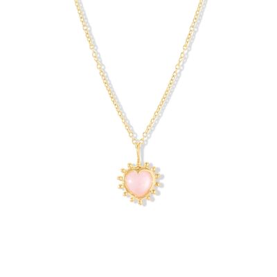 Beaded Heart Necklace, Aura in Vermeil and Rose Quartz