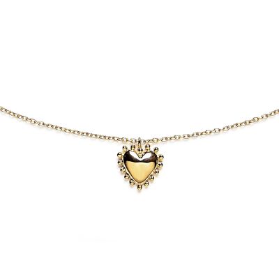 Collar gran corazón con abalorios de vermeil