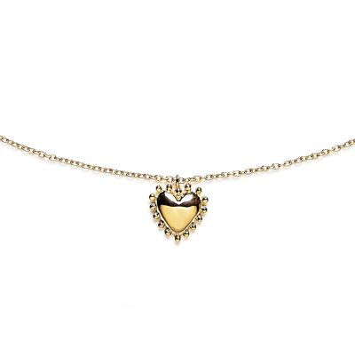 Vermeil large beaded heart necklace