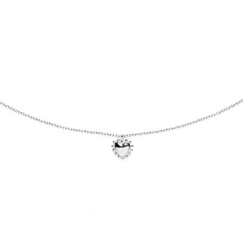 Collier mini cœur perlé Argent 1