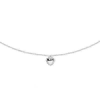 Mini beaded heart necklace Silver