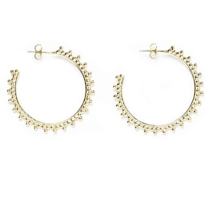Hoop earrings with three profile beads Vermeil