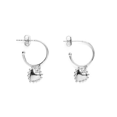 Mini heart hoop earrings (diam. 1.2 cm) Silver