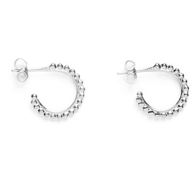 Pearl line mini hoop earrings Silver