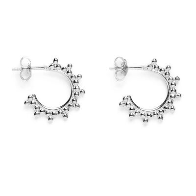 Mini orecchini a cerchio con tre perle a profilo Argento