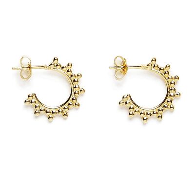Mini hoop earrings with three profile beads Vermeil