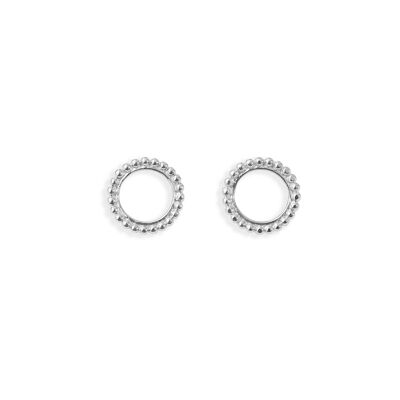 Small pearl circle earrings in silver