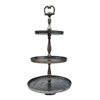 Etagere XL - Métal - 3 Niveaux - Machu Pichu - Argent Antique - Hauteur 69cm 1