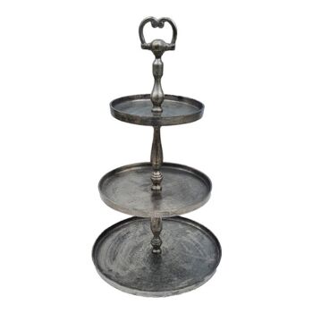 Etagere XL - Métal - 3 Niveaux - Machu Pichu - Argent Antique - Hauteur 69cm 2