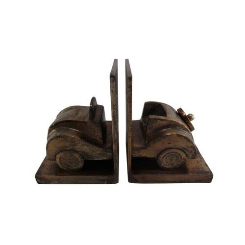 Bookends - Car - Metal - Decoration - Antique Brass Shiny - 19cm height