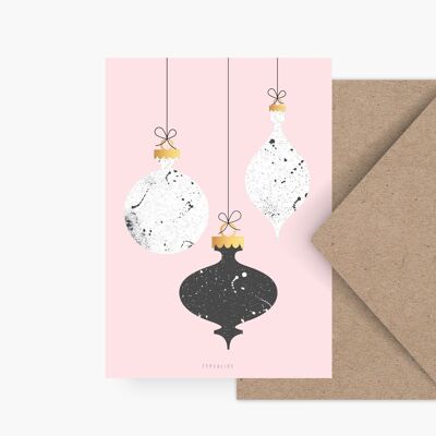 Carte postale / boules de Noël