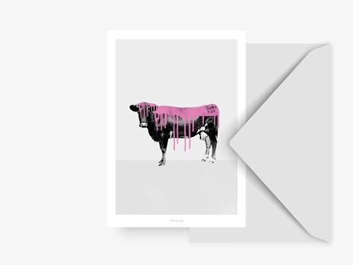 Postkarte / Pink Cow
