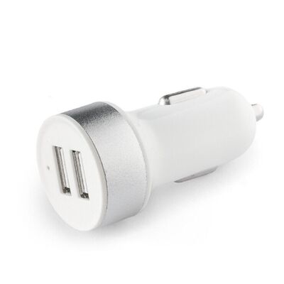 USB 12V charger, Twin, white / silver