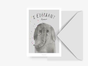 Carte postale / Éléphant d'animaux français 1