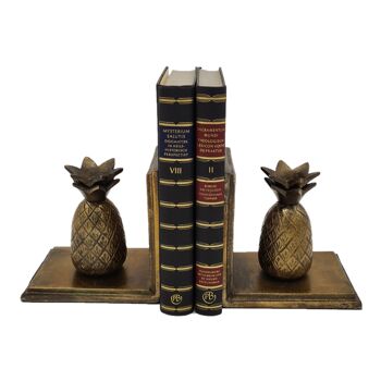 Serre-Livres - Décoration - Métal - Ananas - Laiton Antique Brillant - Hauteur 13,5cm 2