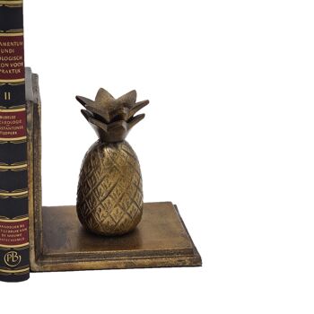 Serre-Livres - Décoration - Métal - Ananas - Laiton Antique Brillant - Hauteur 13,5cm 3
