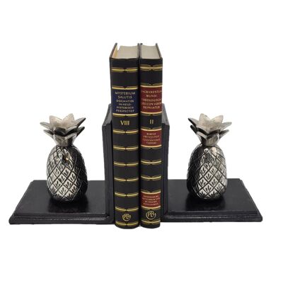 Serre-Livres - Décoration - Ananas - Vieux Métal/Noir - Hauteur 13,5cm